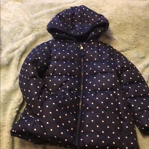 Navy with polka dot winter jacket. Mint condition.